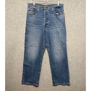 Levis Womens Jeans 32 Blue Ribcage Straight High Rise Cropped light Wash Stretch